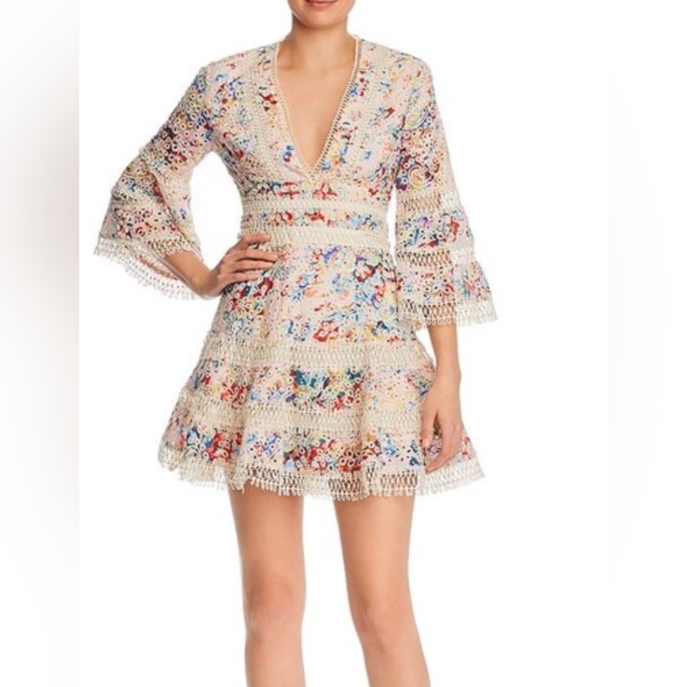 Aqua Floral Eyelet Lace Dress